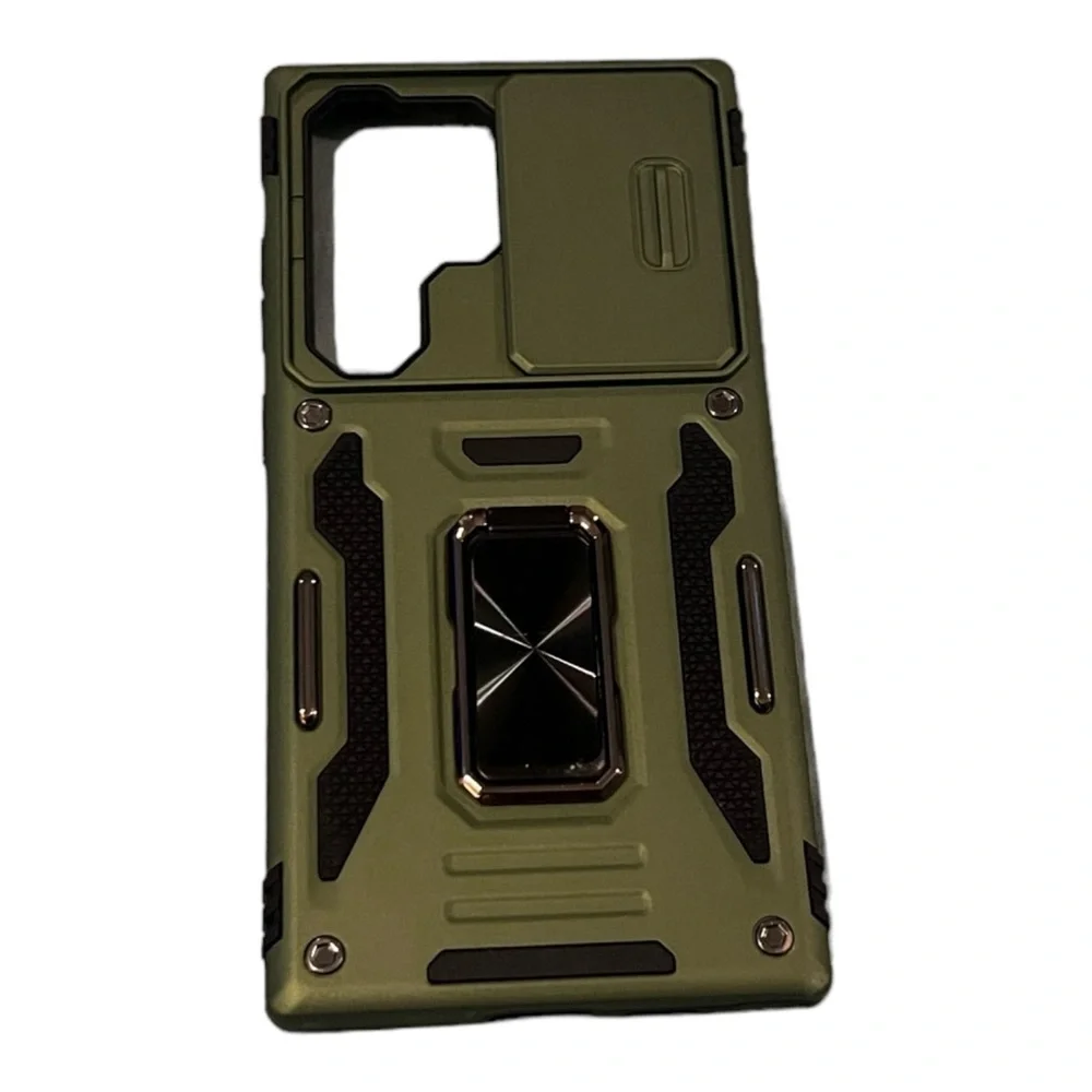 Olive Green Samsung Galaxy S24 Ultra Case with Slide Camera Cover & Kickstand